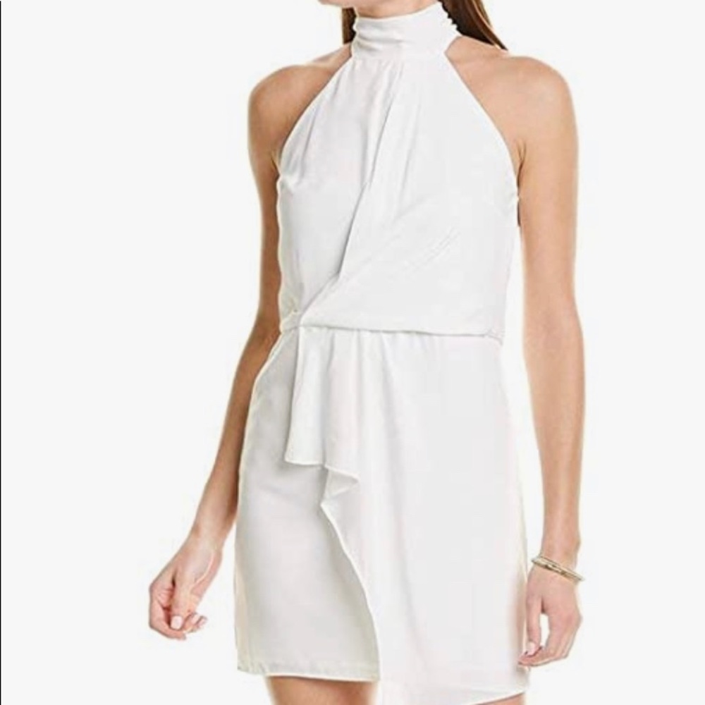 Halston Harlow mock neck white bride dress